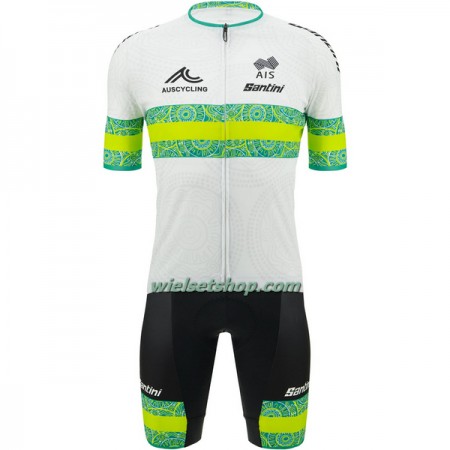 Fietskleding (Fietsshirt + Korte Koersbroek) 2023 Australië Nationaal Team - Groen Wit